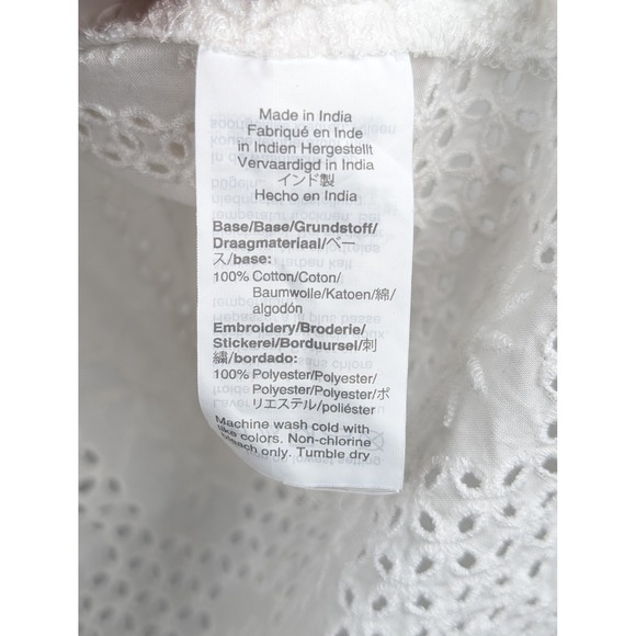 White Eyelet Lace Cotton Tunic Dress XS Boho Romantic Fairy Festival Indie Beach - Picture 6 of 9